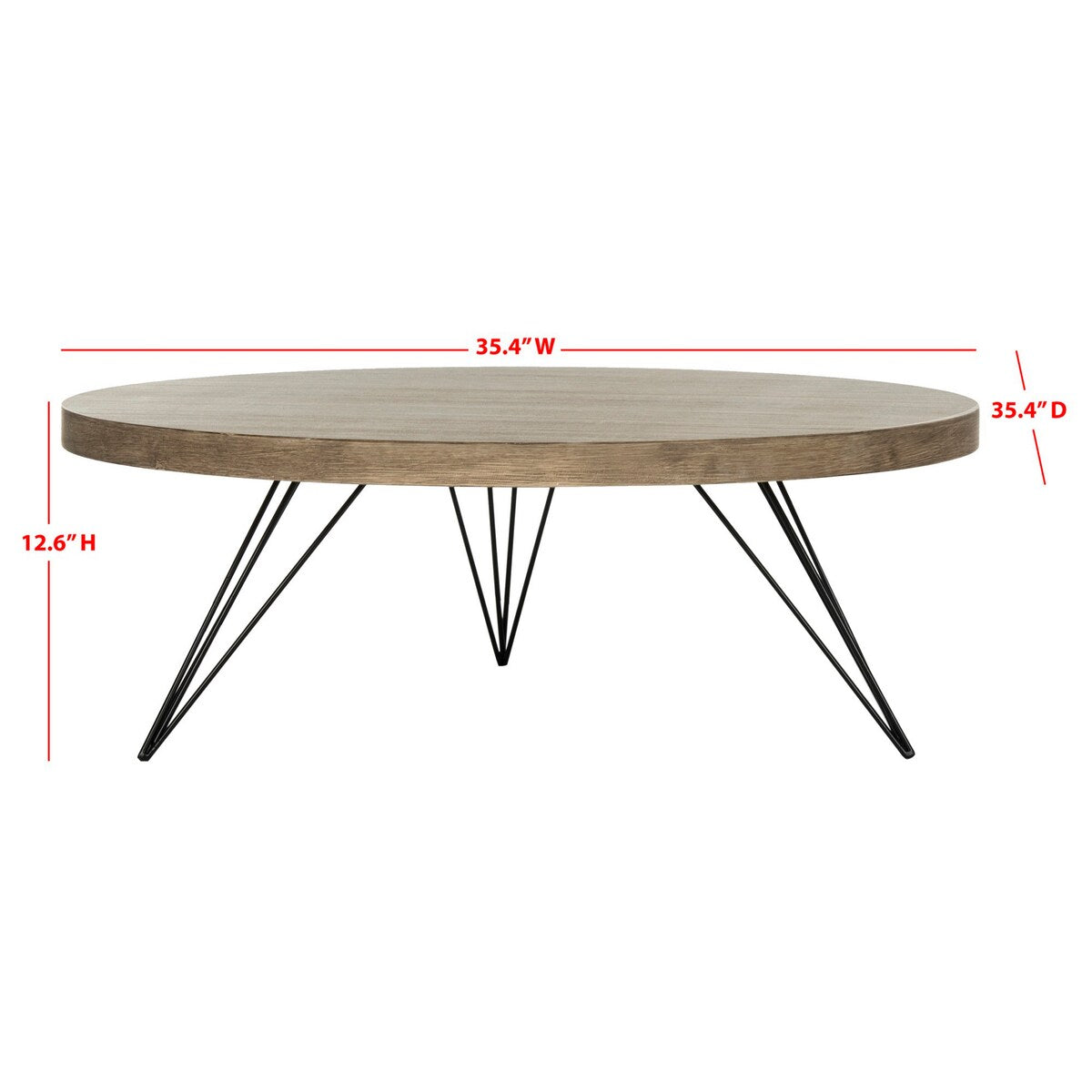 SAFAVIEH Vernetta Light Grey / Black Coffee Table - 35.4" x 35.4" x 12.6" - 35Wx35Dx13H