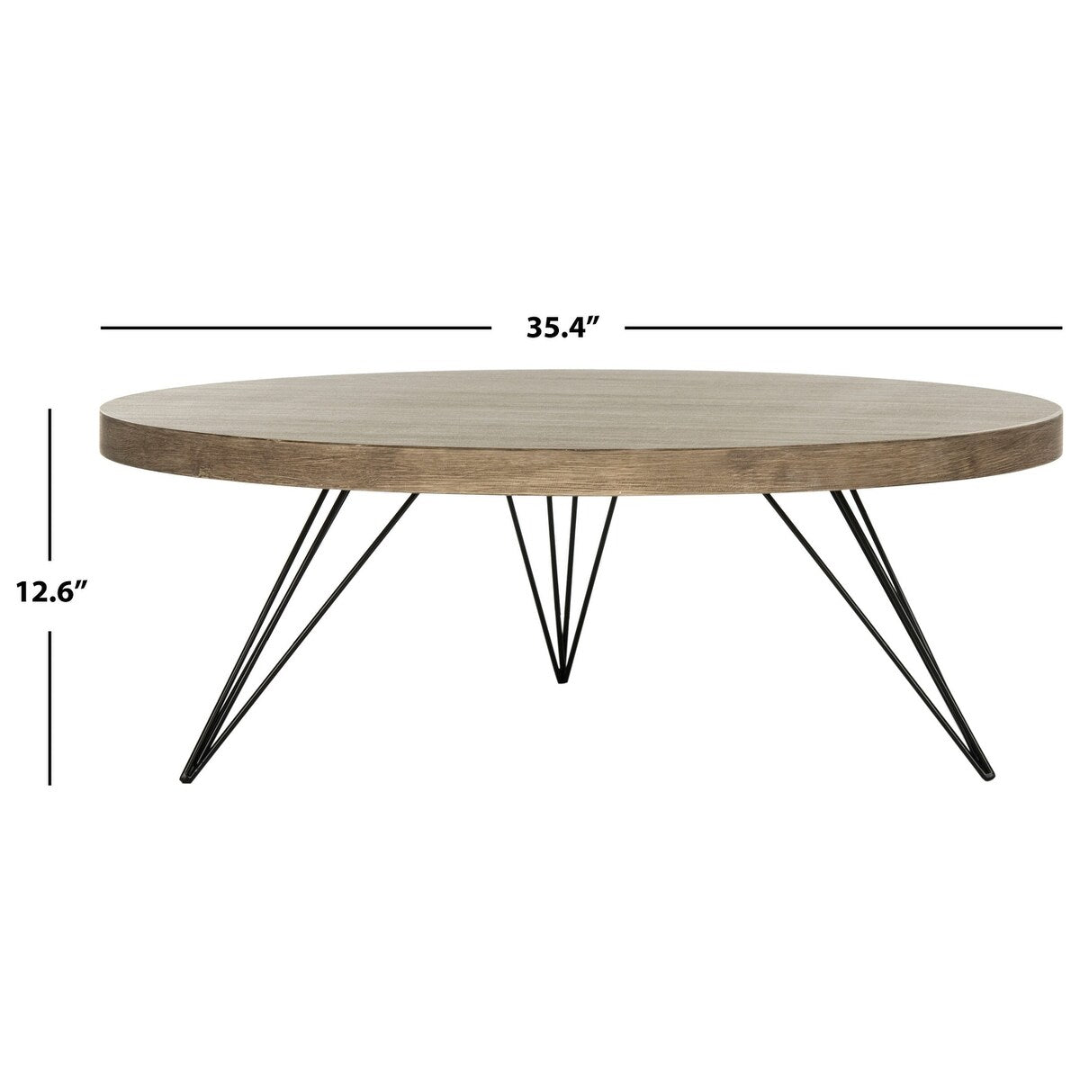 SAFAVIEH Vernetta Light Grey / Black Coffee Table - 35.4" x 35.4" x 12.6" - 35Wx35Dx13H