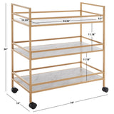 SAFAVIEH Vertie 3 Tier Bar Cart - 34" L x 16" W x 36" H - 34Wx16Dx36H