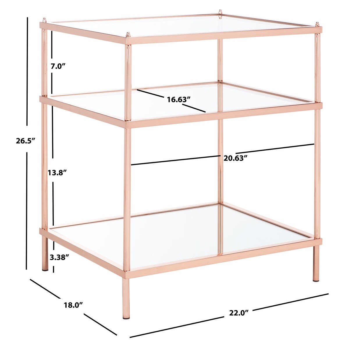 SAFAVIEH Vida 3-Tier Accent Table - 22" W x 18" D x 27" H - 22Wx18Dx27H