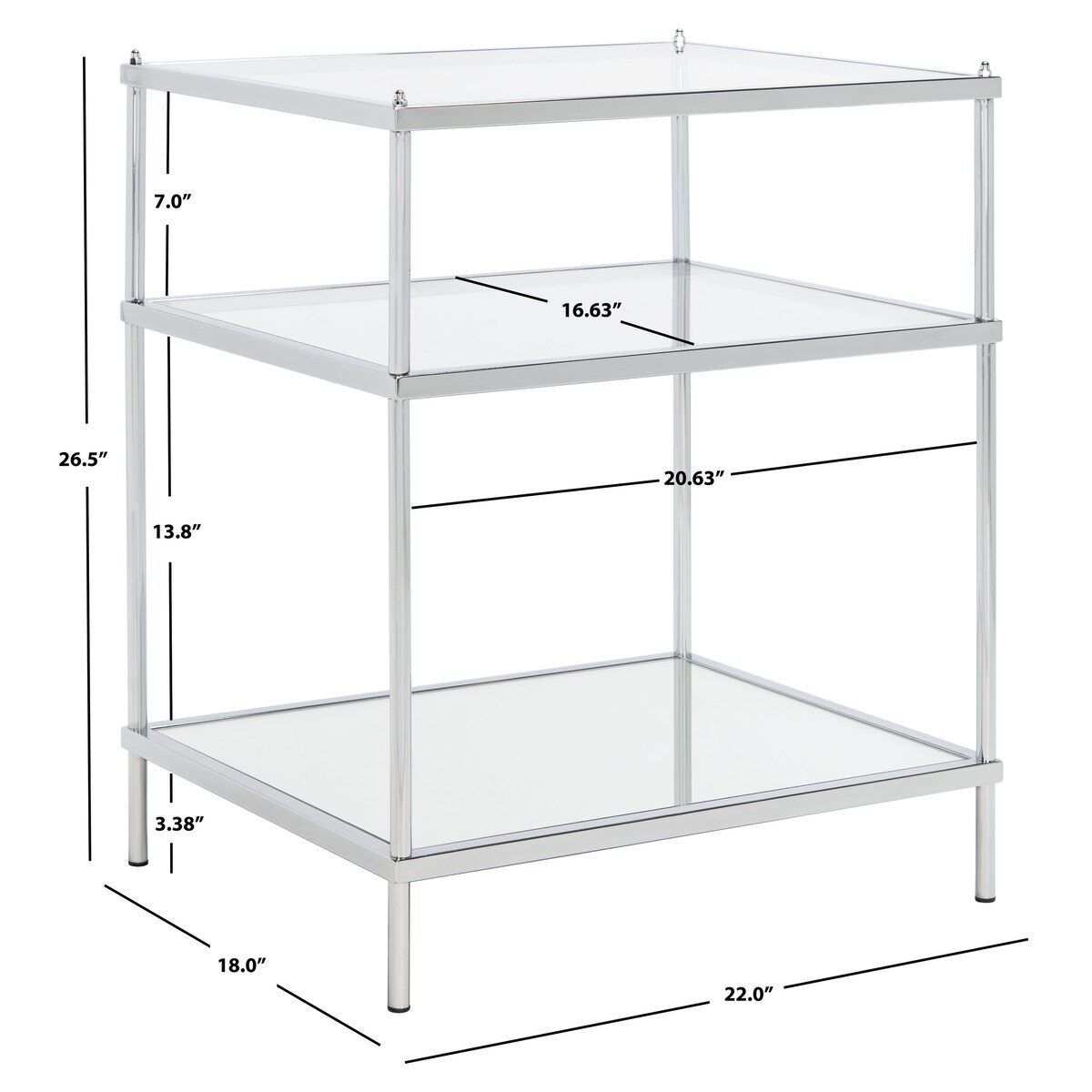 SAFAVIEH Vida 3-Tier Accent Table - 22" W x 18" D x 27" H - 22Wx18Dx27H