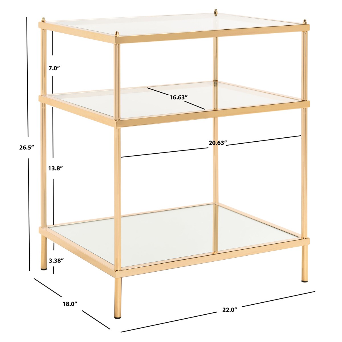 SAFAVIEH Vida 3-Tier Accent Table - 22" W x 18" D x 27" H - 22Wx18Dx27H