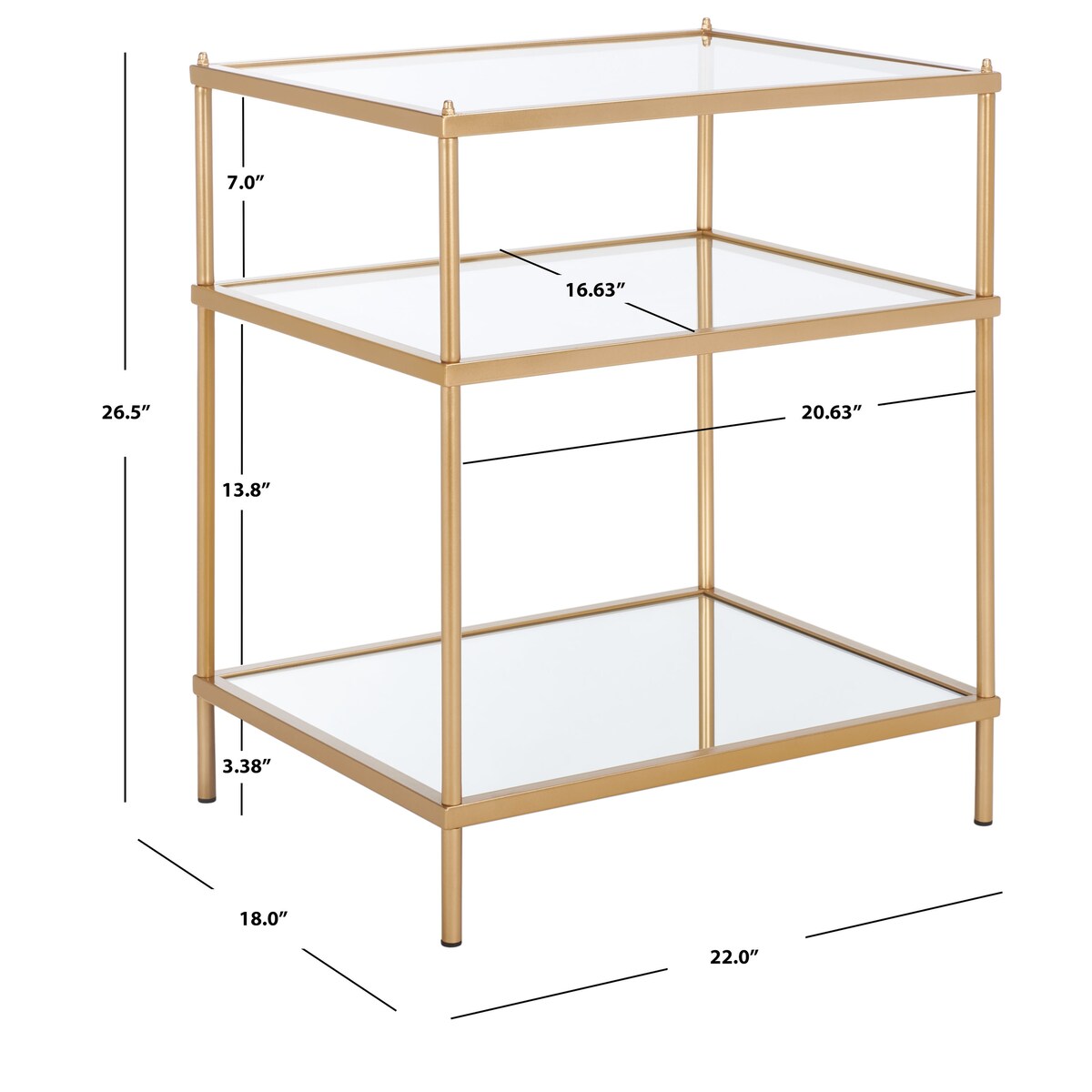 SAFAVIEH Vida 3-Tier Accent Table - 22" W x 18" D x 27" H - 22Wx18Dx27H