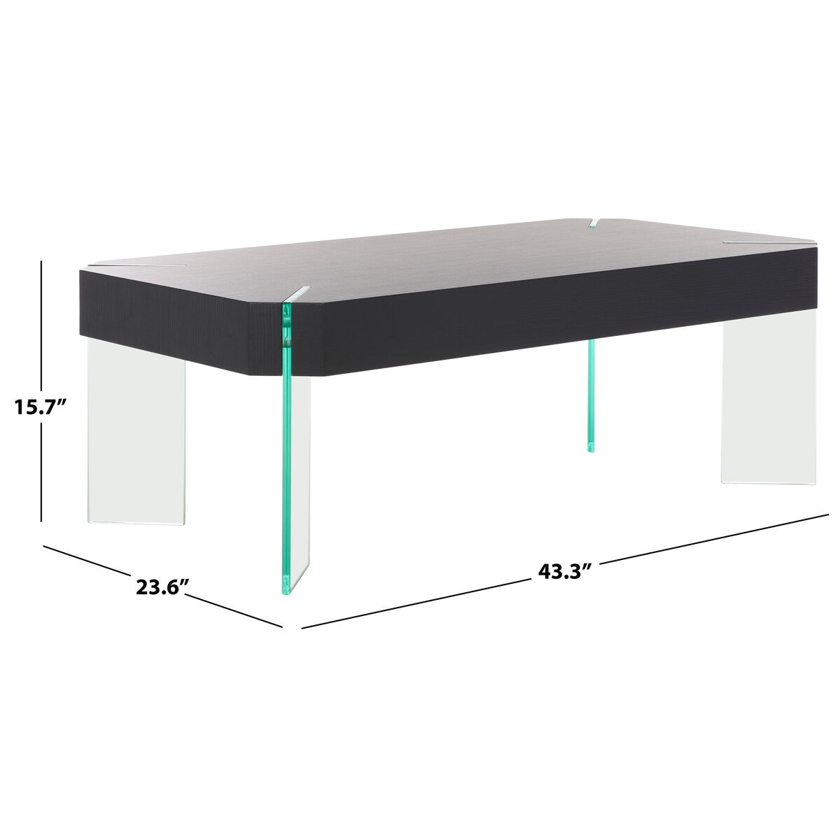 SAFAVIEH Vira Glass Rectangular Coffee Table - 43.3" W x 23.6" L x 15.7" H - 43Wx24Dx16H