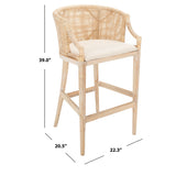 SAFAVIEH Virona Rattan 30-inch Bar Stool - 22.3" W x 20.5" L x 39" H - 22Wx21Dx39H