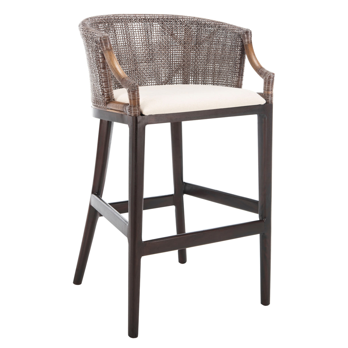 SAFAVIEH Virona Rattan 30-inch Bar Stool - 22.3" W x 20.5" L x 39" H - 22Wx21Dx39H