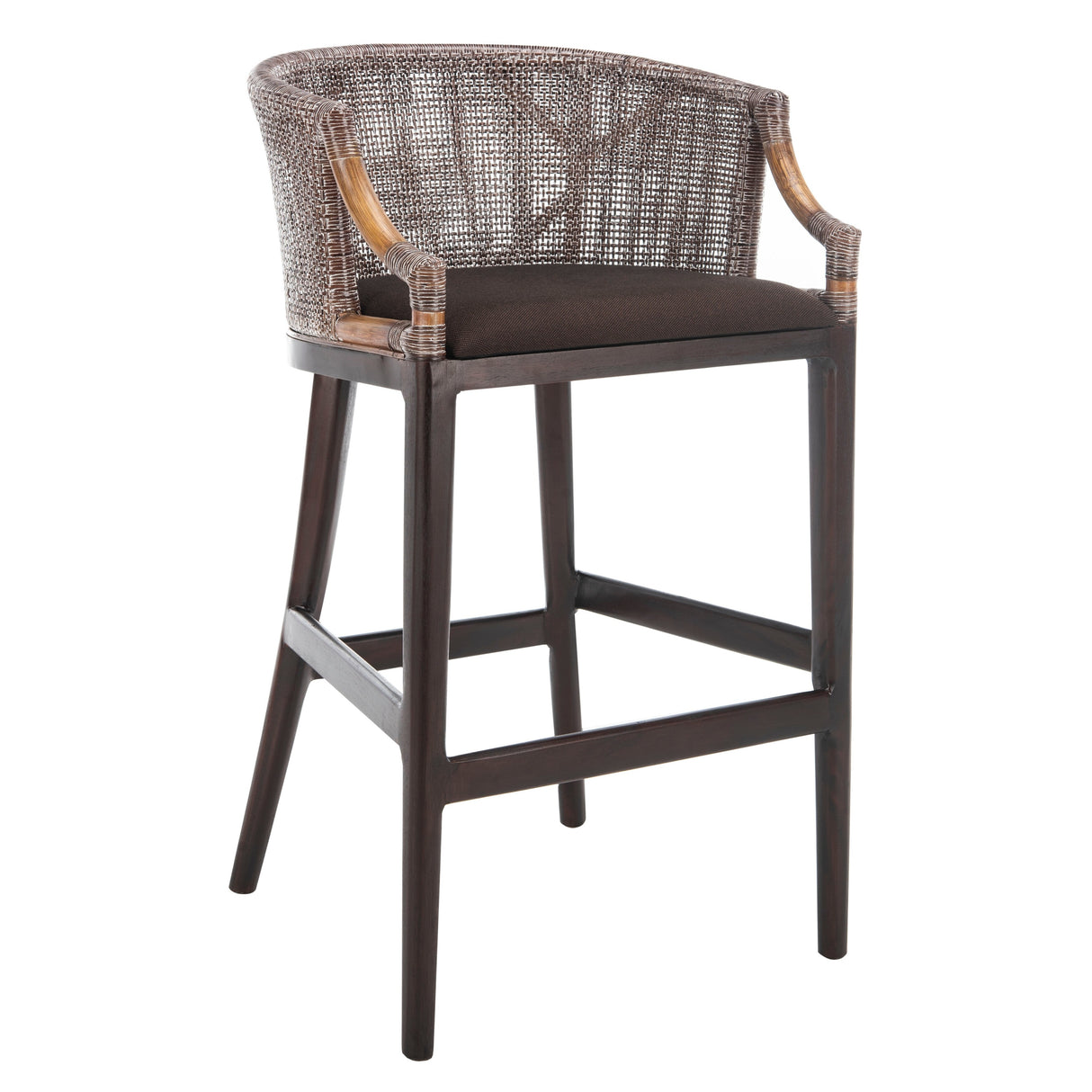 SAFAVIEH Virona Rattan 30-inch Bar Stool - 22.3" W x 20.5" L x 39" H - 22Wx21Dx39H