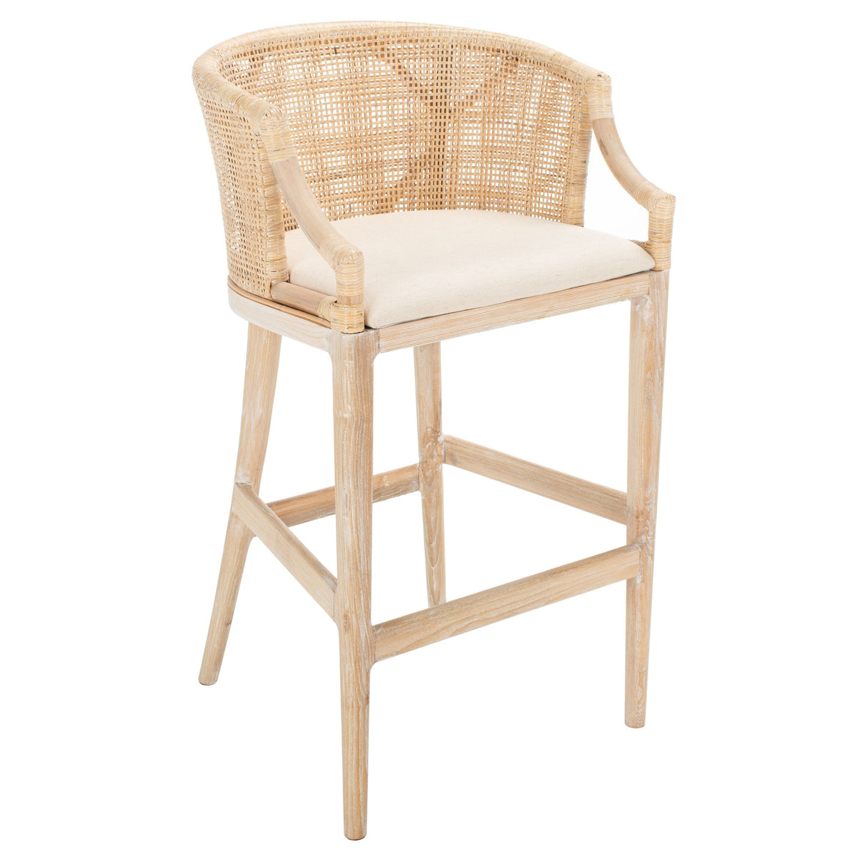 SAFAVIEH Virona Rattan 30-inch Bar Stool - 22.3" W x 20.5" L x 39" H - 22Wx21Dx39H