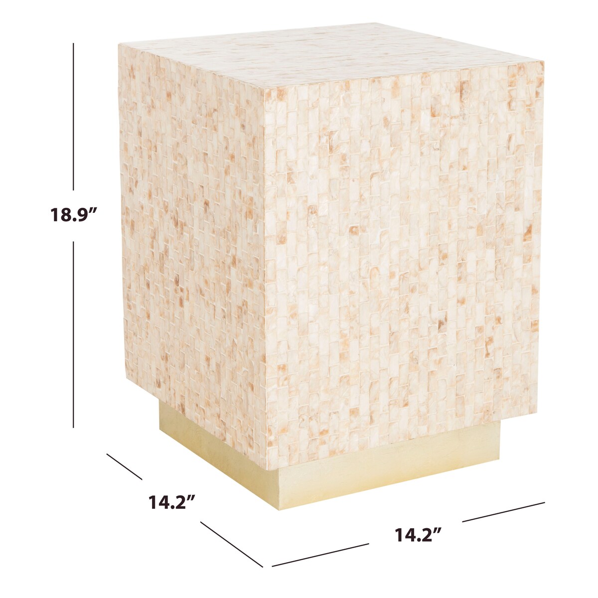 SAFAVIEH Vittoria Beige/ Gold Rectangular Mosaic Side Table - 14.2" x 14.2" x 18.9" - 14Wx14Dx19H