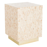 SAFAVIEH Vittoria Beige/ Gold Rectangular Mosaic Side Table - 14.2" x 14.2" x 18.9" - 14Wx14Dx19H