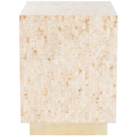 SAFAVIEH Vittoria Beige/ Gold Rectangular Mosaic Side Table - 14.2" x 14.2" x 18.9" - 14Wx14Dx19H