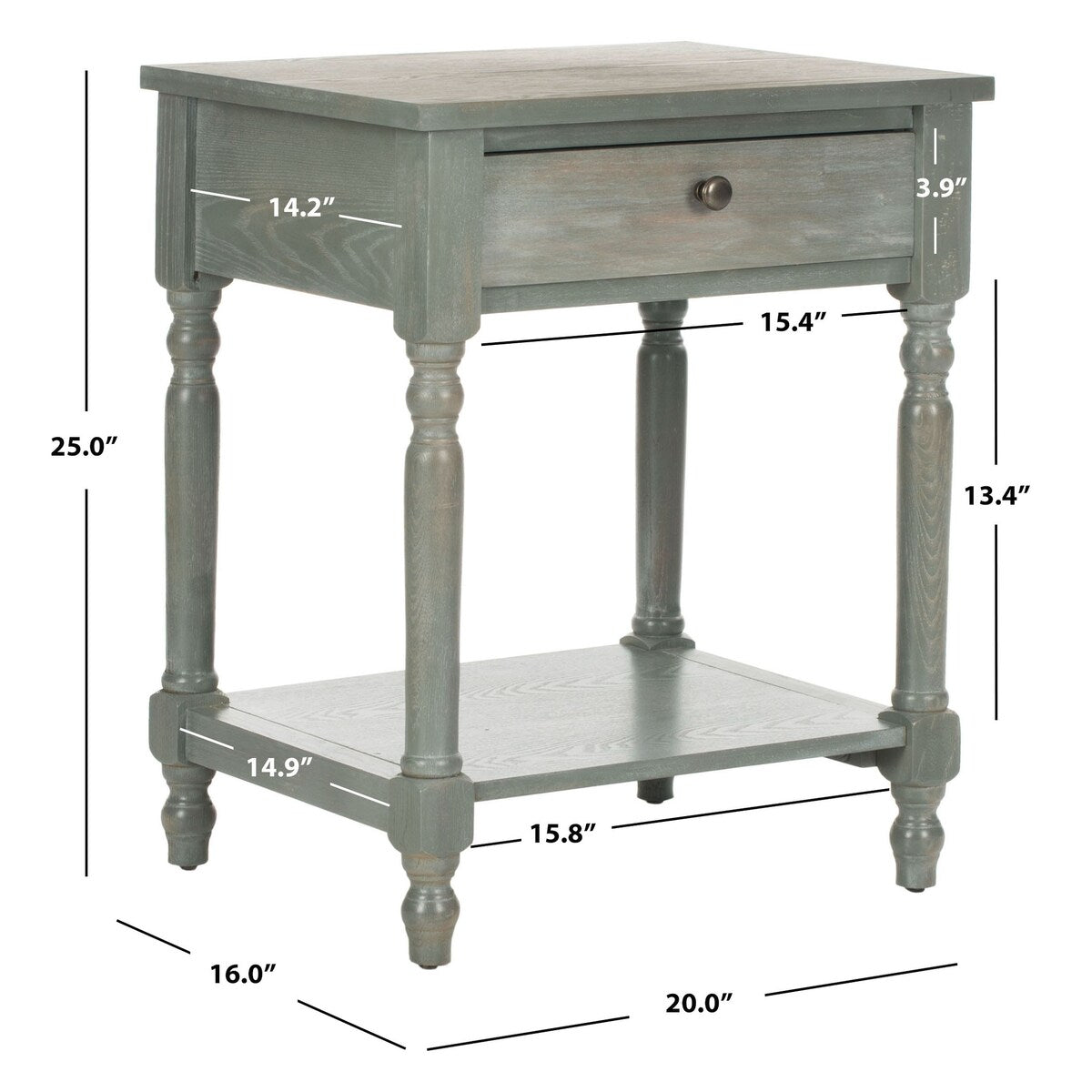 SAFAVIEH Wendel Accent Table - 20" x 16" x 25" - 20Wx16Dx25H