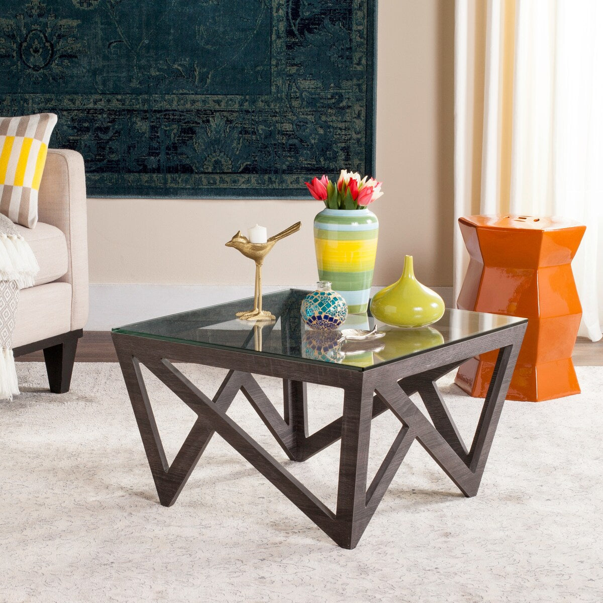 SAFAVIEH Wendy Dark Grey Coffee Table - 23.6" x 23.6" x 14.5" - 24Wx24Dx15H