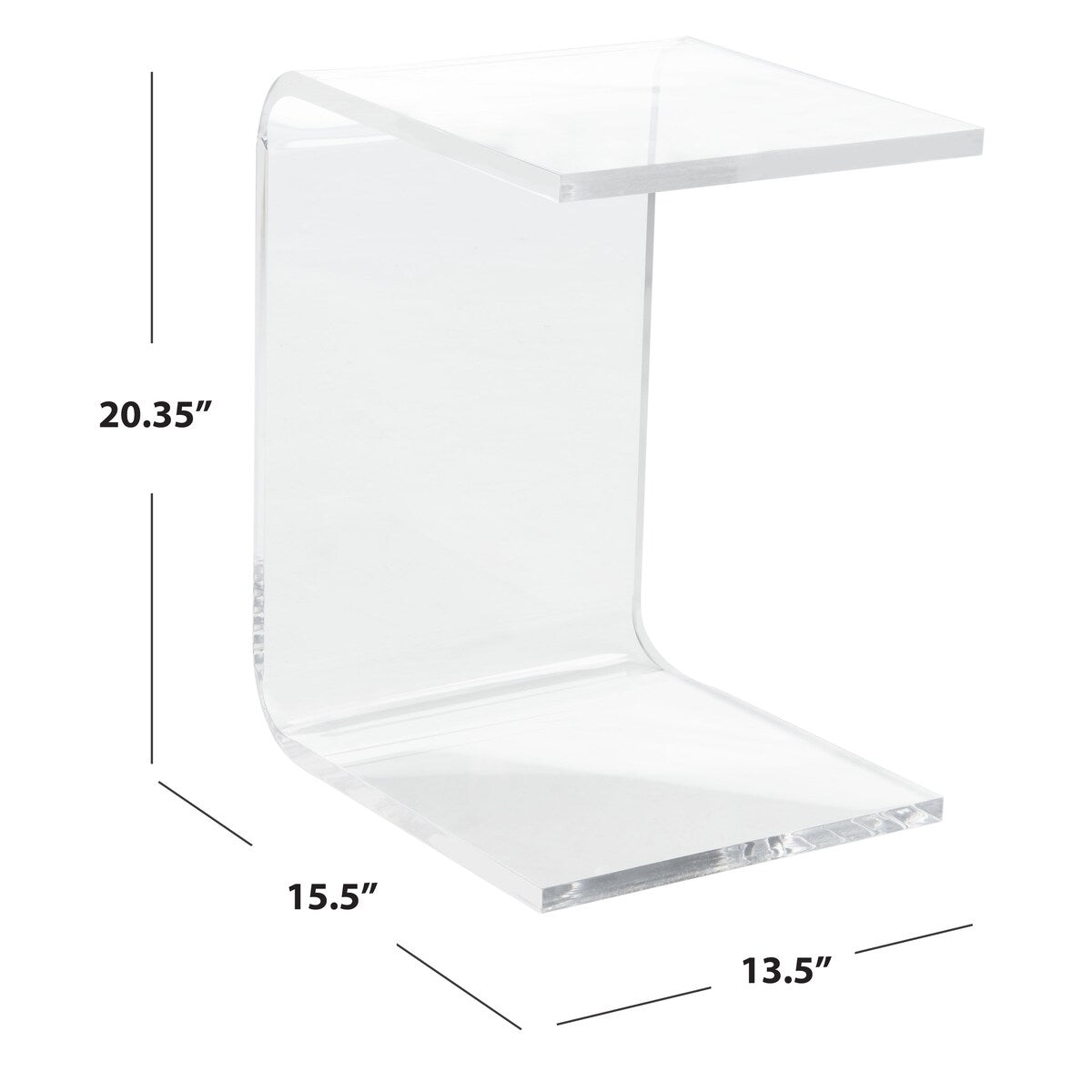 SAFAVIEH Willa Acrylic Clear Side Table - 13.5" W x 15.5" L x 20.4" H - 14Wx16Dx20H