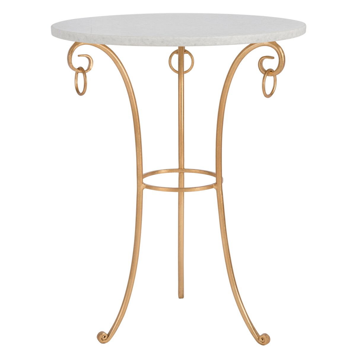 SAFAVIEH Willodean Hidden Treasures White Granite Brass/Iron Accent Table - 20" x 20" x 25.5" - 20Wx20Dx26H