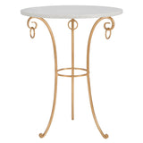 SAFAVIEH Willodean Hidden Treasures White Granite Brass/Iron Accent Table - 20" x 20" x 25.5" - 20Wx20Dx26H