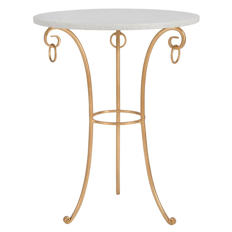 SAFAVIEH Willodean Hidden Treasures White Granite Brass/Iron Accent Table - 20" x 20" x 25.5" - 20Wx20Dx26H