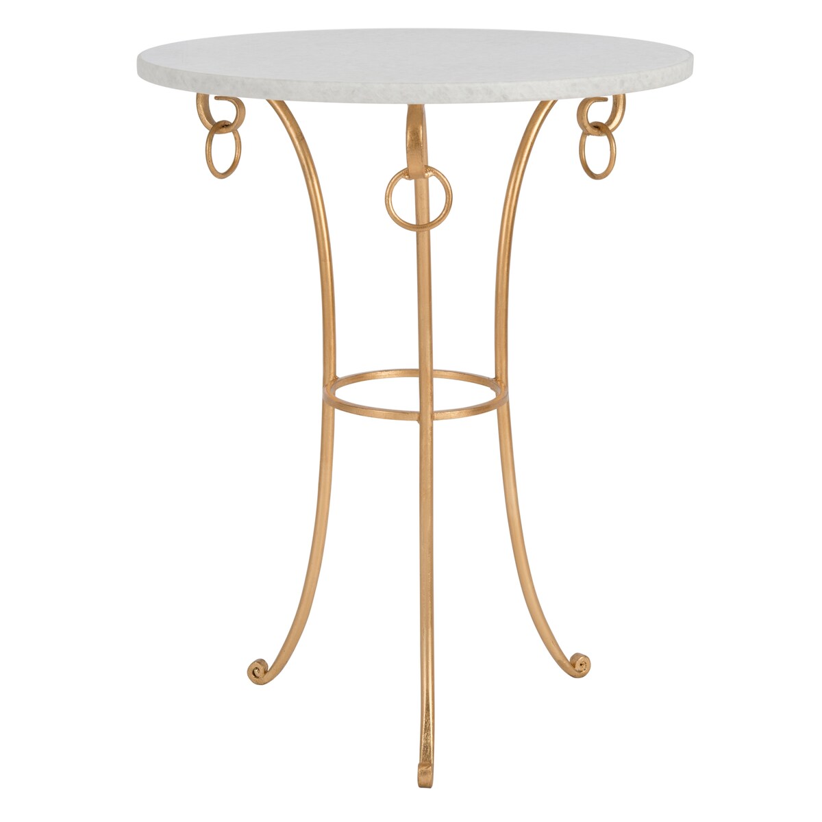 SAFAVIEH Willodean Hidden Treasures White Granite Brass/Iron Accent Table - 20" x 20" x 25.5" - 20Wx20Dx26H