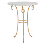 SAFAVIEH Willodean Hidden Treasures White Granite Brass/Iron Accent Table - 20" x 20" x 25.5" - 20Wx20Dx26H