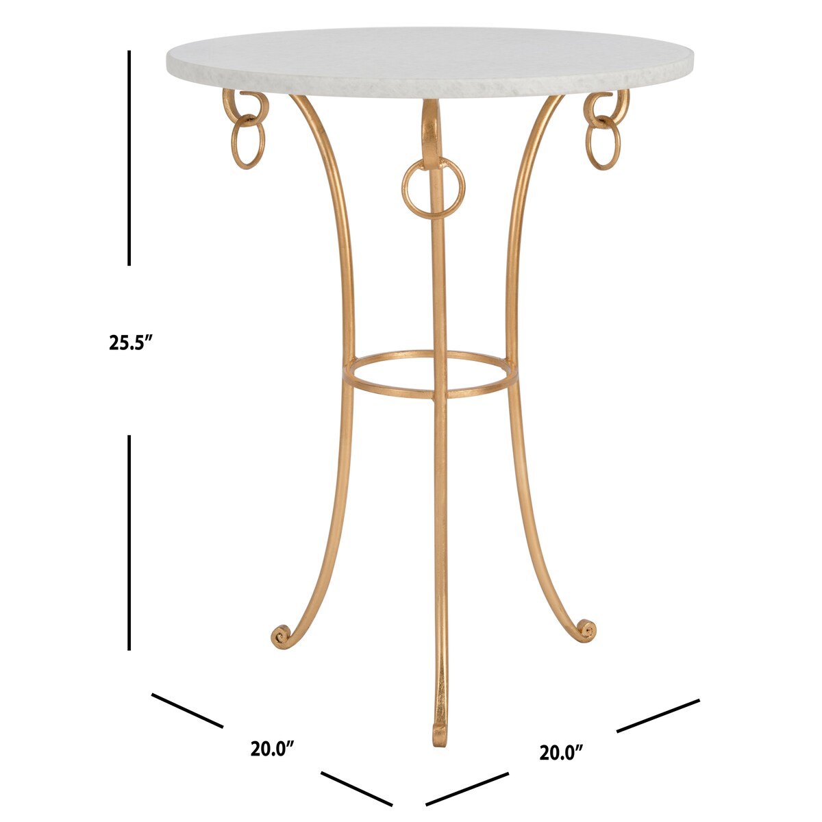 SAFAVIEH Willodean Hidden Treasures White Granite Brass/Iron Accent Table - 20" x 20" x 25.5" - 20Wx20Dx26H