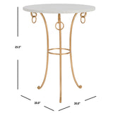 SAFAVIEH Willodean Hidden Treasures White Granite Brass/Iron Accent Table - 20" x 20" x 25.5" - 20Wx20Dx26H