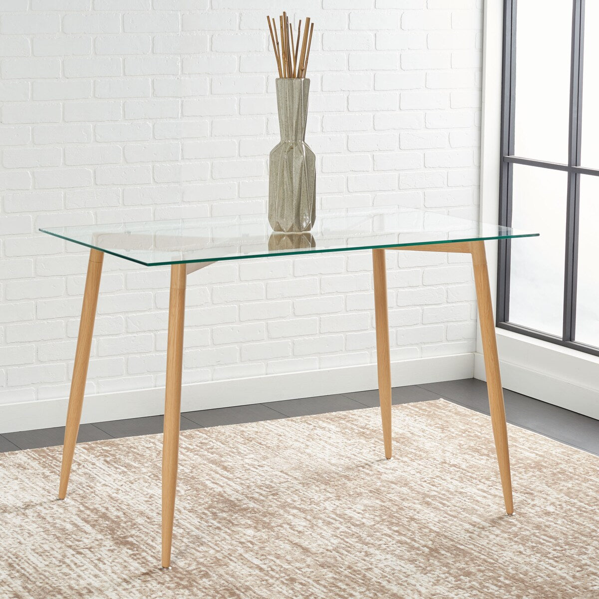 SAFAVIEH Yanka Glass Dining Table - 43" W x 30" D x 30" H - 43Wx30Dx30H