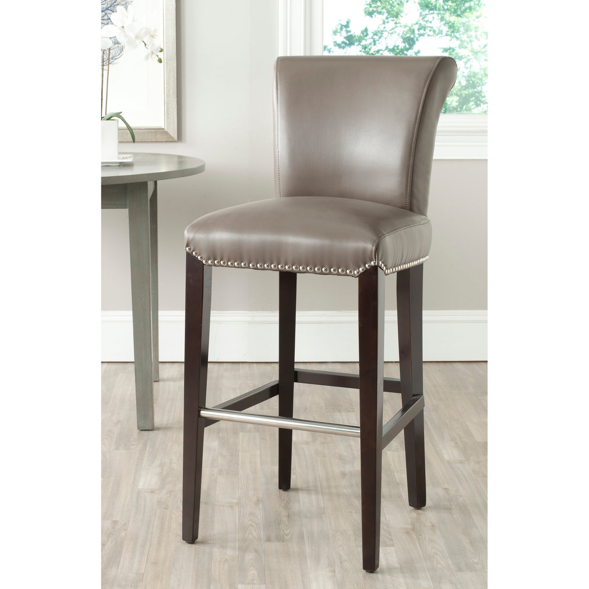 SAFAVIEH Yasmin Black Leather 29-inch Bar Stool - 19Wx23Dx44H