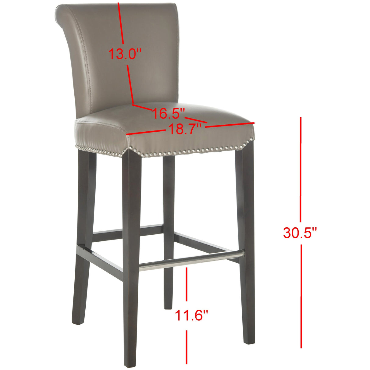 SAFAVIEH Yasmin Black Leather 29-inch Bar Stool - 19Wx23Dx44H