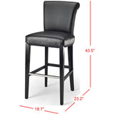 SAFAVIEH Yasmin Black Leather 29-inch Bar Stool - 19Wx23Dx44H