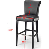 SAFAVIEH Yasmin Black Leather 29-inch Bar Stool - 19Wx23Dx44H