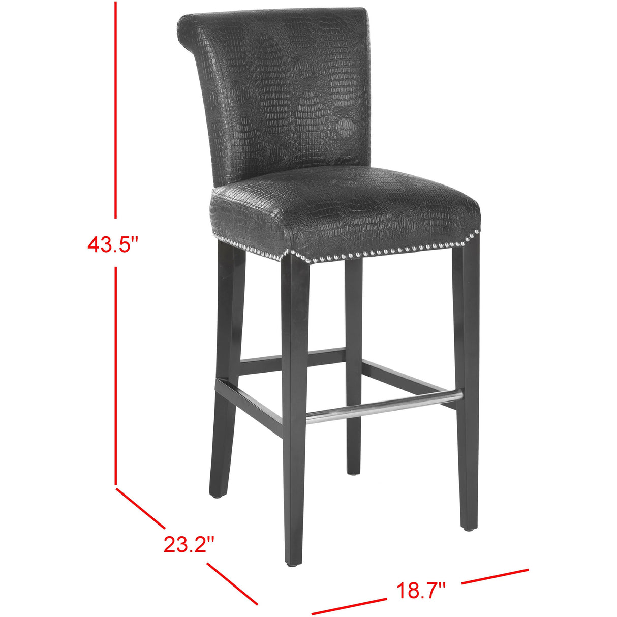 SAFAVIEH Yasmin Black Leather 29-inch Bar Stool - 19Wx23Dx44H