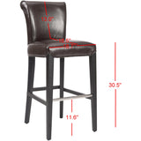 SAFAVIEH Yasmin Black Leather 29-inch Bar Stool - 19Wx23Dx44H