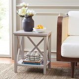 SAFAVIEH Yasumi White Cross Back End Table - 18.1" x 13.4" x 21.5" - 18Wx13Dx22H