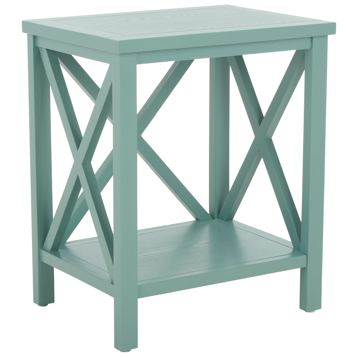 SAFAVIEH Yasumi White Cross Back End Table - 18.1" x 13.4" x 21.5" - 18Wx13Dx22H