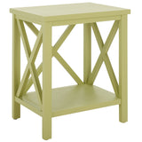 SAFAVIEH Yasumi White Cross Back End Table - 18.1" x 13.4" x 21.5" - 18Wx13Dx22H