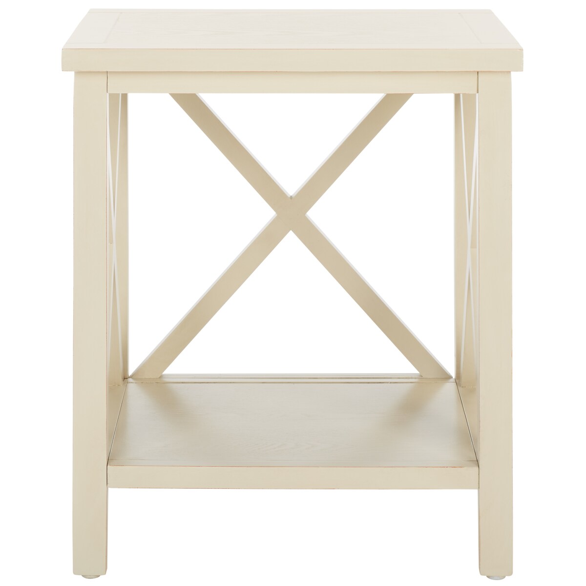 SAFAVIEH Yasumi White Cross Back End Table - 18.1" x 13.4" x 21.5" - 18Wx13Dx22H