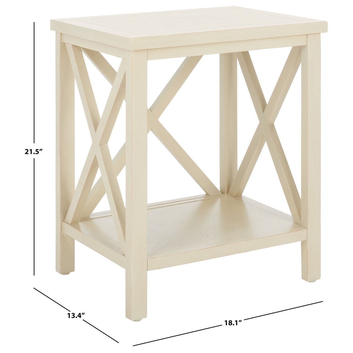 SAFAVIEH Yasumi White Cross Back End Table - 18.1" x 13.4" x 21.5" - 18Wx13Dx22H