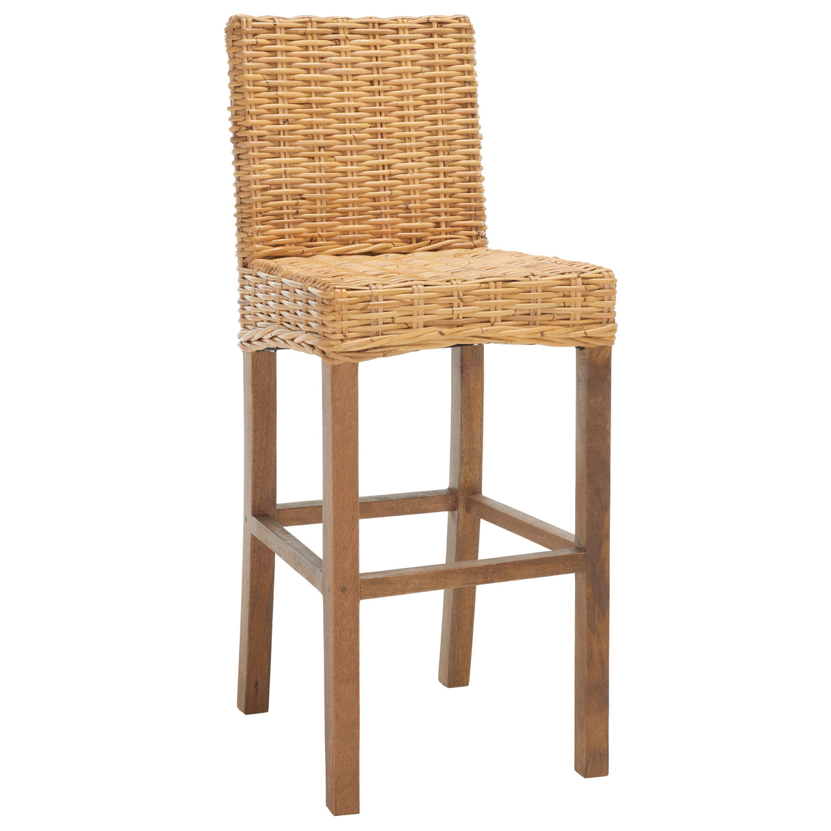 SAFAVIEH Yuna Rattan 30-inch Bar Stool - 20.1" W x 18.5" L x 43.3" H - 20Wx19Dx43H