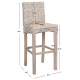 SAFAVIEH Yuna Rattan 30-inch Bar Stool - 20.1" W x 18.5" L x 43.3" H - 20Wx19Dx43H