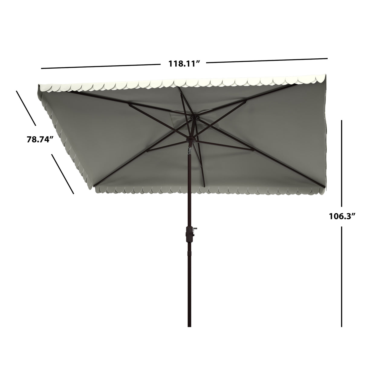 SAFAVIEH Zariah Rectangular 6'x10' Outdoor Umbrella with Valance