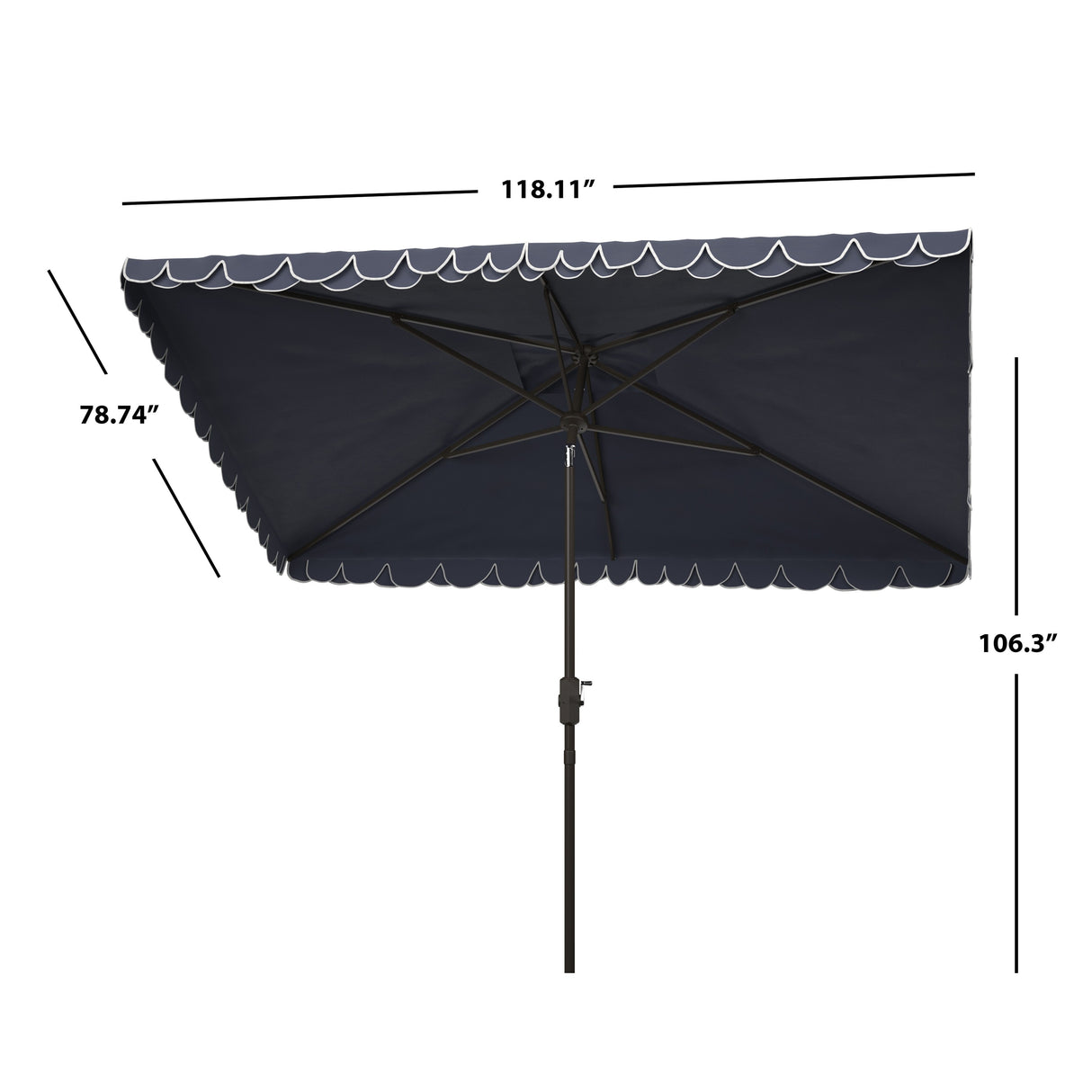 SAFAVIEH Zariah Rectangular 6'x10' Outdoor Umbrella with Valance