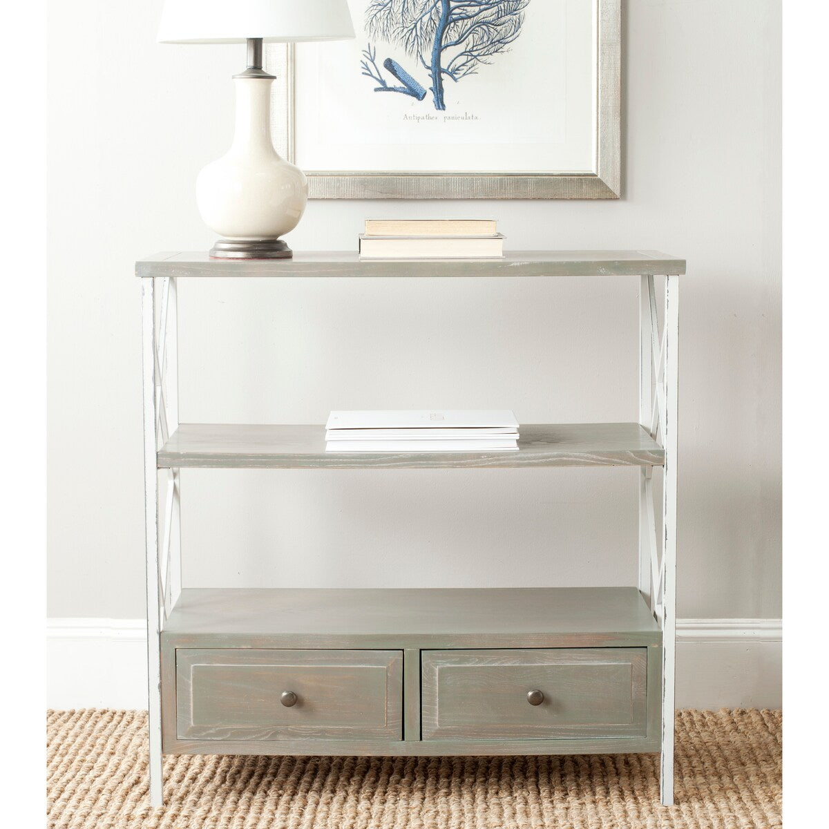 SAFAVIEH Zenia Pale Blue Storage Console Table - 33.9" x 15.2" x 34.8" - 34Wx15Dx35H