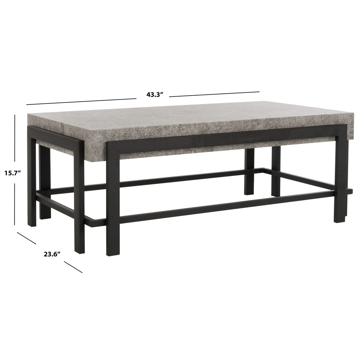 SAFAVIEH Zettie Dark Grey/ Black Coffee Table - 43.3" x 23.6" x 15.7" - 43Wx24Dx16H