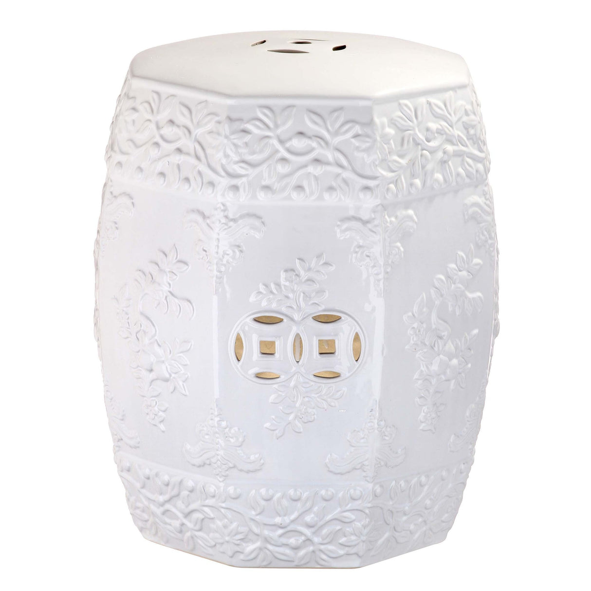 SAFAVIEH Zheka Ren White Ceramic Decorative Garden Stool