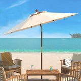 SAFAVIEH Zlatana 9 Ft Wooden Outdoor Umbrella