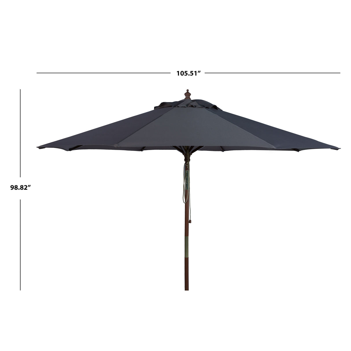 SAFAVIEH Zlatana 9 Ft Wooden Outdoor Umbrella