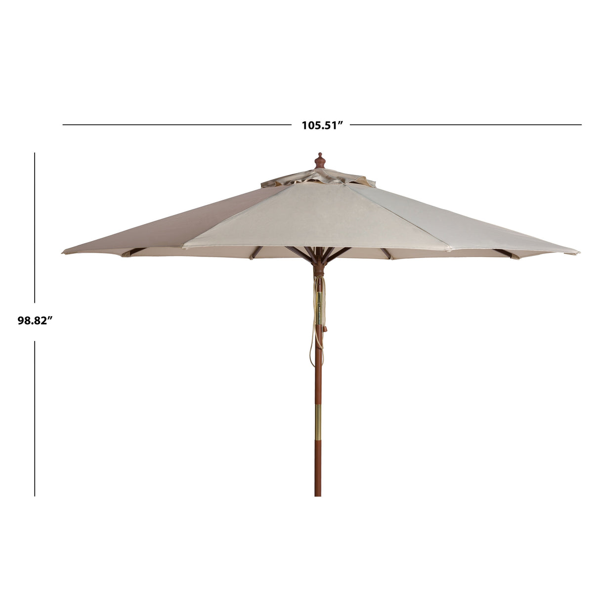 SAFAVIEH Zlatana 9 Ft Wooden Outdoor Umbrella