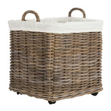 SAFAVIEH Zohreh Rattan Square Baskets with Wheels (Set of 2) - 23.6" x 23.6" x 21.6" - 24Wx24Wx22H