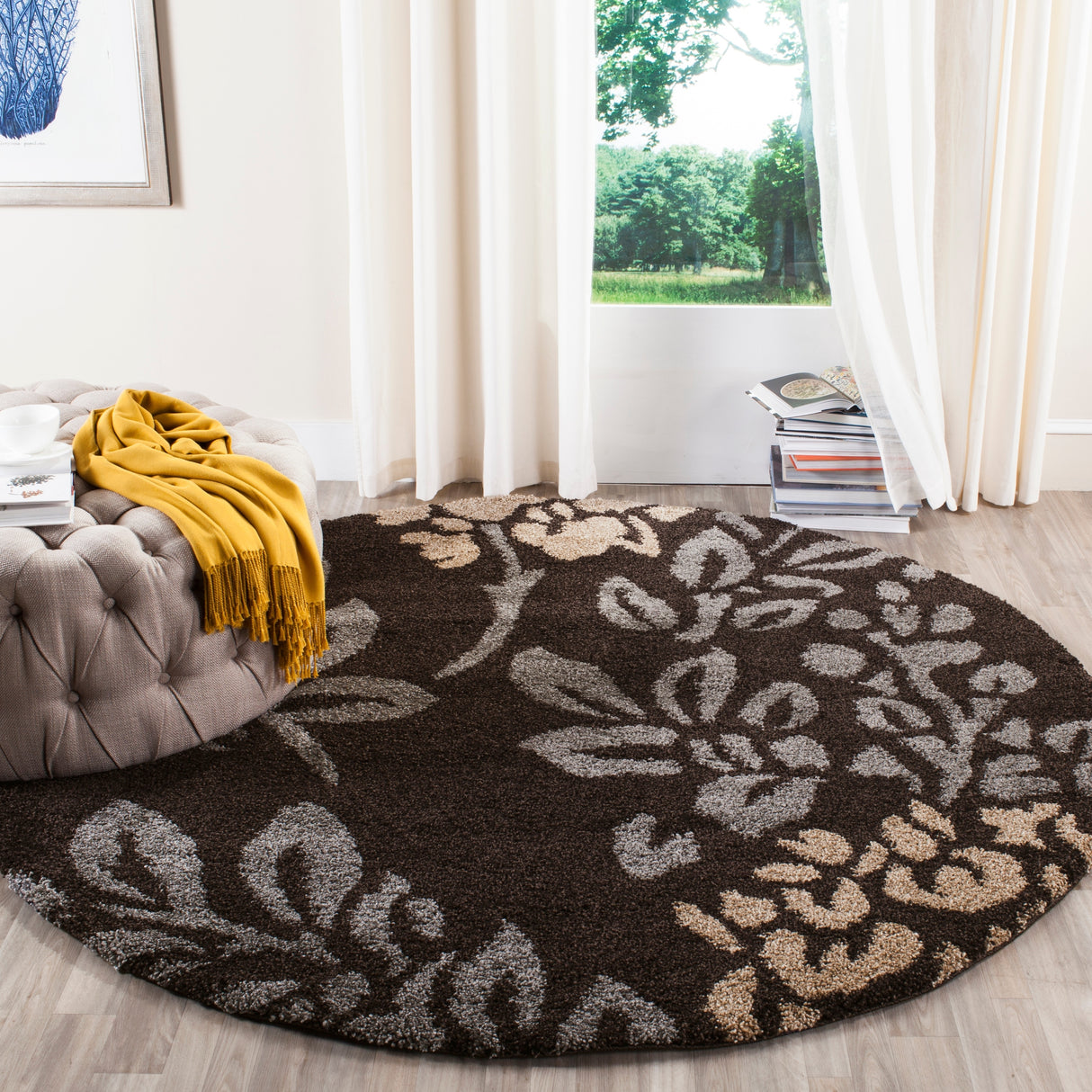 SAFAVIEH, Florida Shag Irmlind Floral Area 1.2-inch Thick Rug