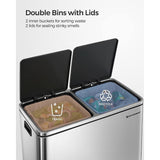 Dual Trash Can, 2 x 8-Gallon Rubbish Bin